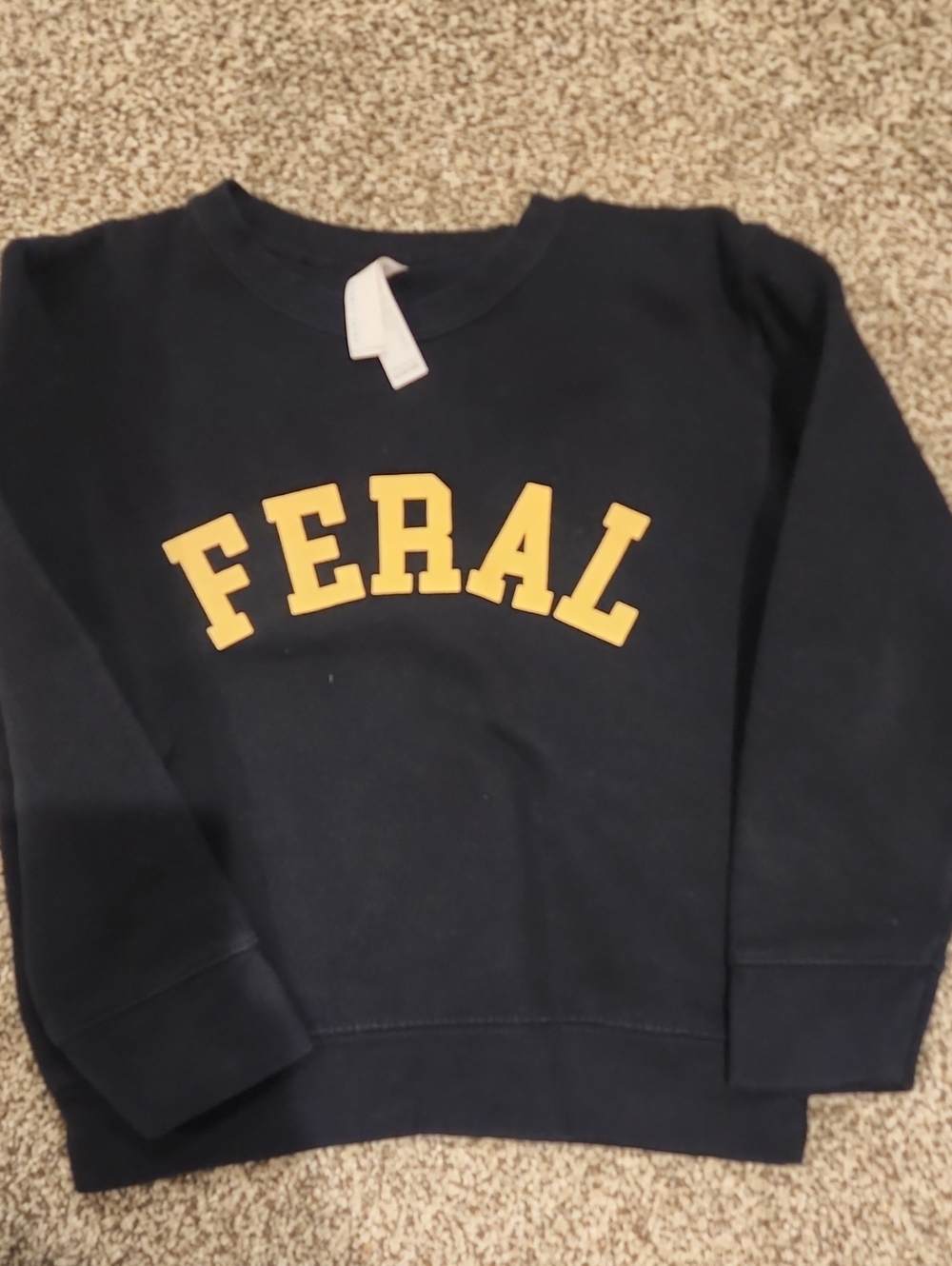 Rabbit Skins Black Pullover with Tan Block Letters